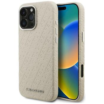 Karl Lagerfeld FW Stamped Karl MagSafe Case Защитный чехол для iPhone 16 Pro / бежевый (KLHMP16LPGKLFOFE)