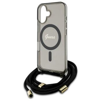 Guess GUHMP16SHCTSGNSK Hardcase Crossbody Cord Script MagSafe Aizsargapvalks priekš iPhone 16 6.1