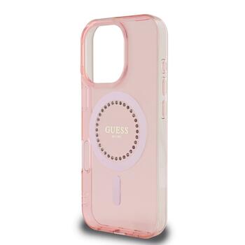 Guess IML Rhinestones Ring MagSafe Case Чехол для Apple iPhone 16 Pro (GUHMP16LPFTDTEP)