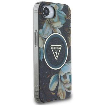 Guess IML Metal Glitter Flowers Triangle MagSafe Case Защитный чехол для iPhone 16e/17e / чёрный (GUHMPSE4HFLPEDK)