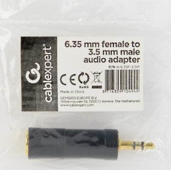 Gembird A-6.35F-3.5M Audio Adapteris 6.35mm female - 3.5mm Jack male (A-6.35F-3.5M)