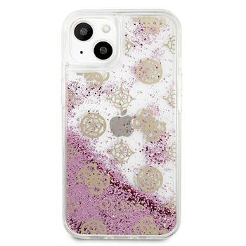 Guess GUHCP13SLGPEPI Peony Liquid Glitter Aizsargapvalks priekš iPhone 13 mini 5,4