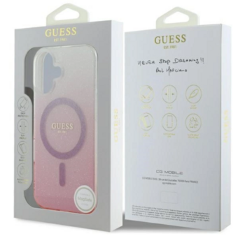 Guess IML Glitter Gradient MagSafe Aizsargapvalks Priekš Apple iPhone 16 (GUHMP16SHGRCELP)