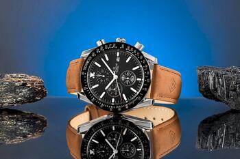 Giewont Chronograph Sapphire Vīriešu Rokas Pulkstenis Brown Black Leather 44mm (GW8720-A1)