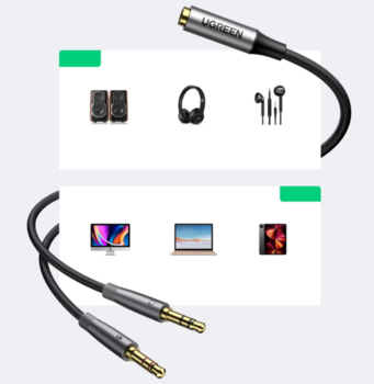 Ugreen AV193 Audio Kabelis 3.5mm Jack female - x2 male / 0.2m (50255)