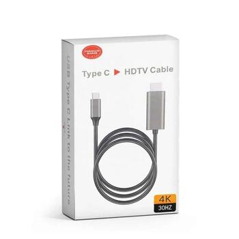 RoGer FT-H05 USB-C uz HDMI UltraHD 4K@30Hz Kabelis 2m / balts (RO-FTH05-2M-WH)