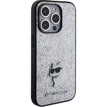 Karl Lagerfeld Fixed Glitter Choupette Logo Metal Pin Защитный Чехол для Apple iPhone 15 Pro Max (KLHCP15XGCNPSG)