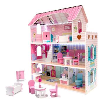 RoGer Деревянный Кукольный дом LED 70cm (RO-DOLL-HOUSE-PI)