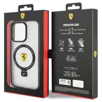 Ferrari Ring Stand MagSafe Back Case Aizsargapvalks Priekš Apple iPhone 15 Pro (FEHMP15LUSCAH)