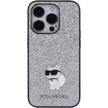 Karl Lagerfeld Fixed Glitter Choupette Logo Metal Pin Защитный Чехол для Apple iPhone 15 Pro Max (KLHCP15XGCNPSG)