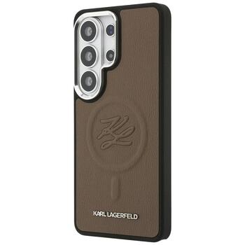 Case Karl Lagerfeld Embossed Ring Initials MagSafe Защитный чехол для Samsung Galaxy S26 Ultra / коричневый (KLHMS26LPGFKLRDW)