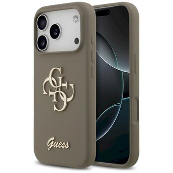 Guess Silicone Big 4G Script Case Защитный чехол для iPhone 17 Pro / коричневый (GUHCP17LSC4GSMW)