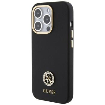 Guess GUHCP15XM4DGPK Silicone Logo Strass 4G Aizsargapvalks priekš iPhone 15 Pro Max 6.7