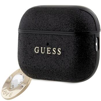 Guess GUAP2PGEHCDK Защитный чехол для AirPods Pro 2 (2022/2023) Fixed Glitter Heart Diamond Charm / чёрный (GUAP2PGEHCDK)
