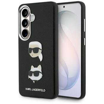 Karl Lagerfeld Saffiano Double Heads Metal Aizsargapvalks priekš Samsung Galaxy S26 / melns (KLHCS26SPSFDHPOK)