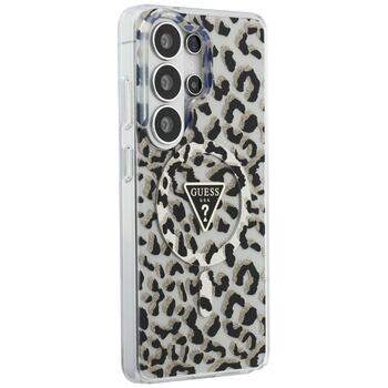 Guess IML Leopard Print Triangle MagSafe Aizsargapvalks priekš Samsung Galaxy S26 Ultra / melns (GUHMS26LHLEGTGLK)