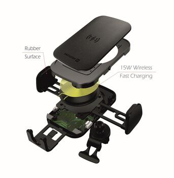 Swissten W2-AV5 Air Vent Универсальный Держатель C 15W Беспроводной Зарядкой + Micro USB Провод 1.2м (W2-AV5)