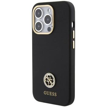 Guess GUHCP15LM4DGPK Silicone Logo Strass 4G Aizsargapvalks priekš iPhone 15 Pro 6.1