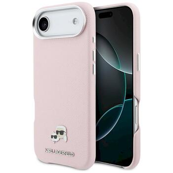 Karl Lagerfeld Karl & Choupette Head Pins Saffiano MagSafe Aizsargapvalks priekš iPhone Air / rozā (KLHMP17M6PFKCLP)