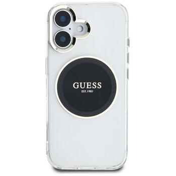 Guess IML Metal Colored Circle Classic Logo MagSafe Aizsargapvalks priekš iPhone 16 / melns (GUHMP16SHTDRCEDK)