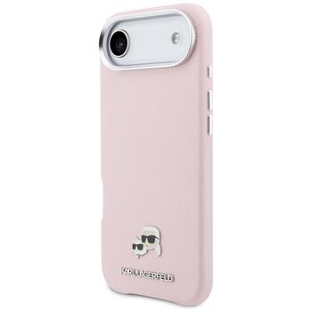 Karl Lagerfeld Karl & Choupette Head Pins Saffiano MagSafe Aizsargapvalks priekš iPhone Air / rozā (KLHMP17M6PFKCLP)