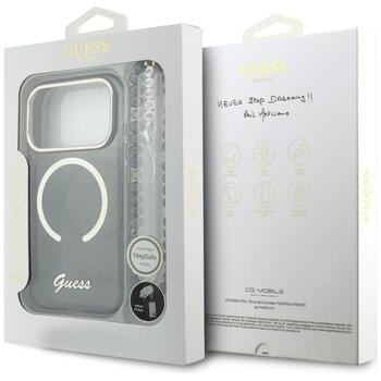 Guess IML Glitters Script Strap MagSafe Защитный чехол для iPhone 17 Pro / чёрный (GUHMP17L5HTGSMSK)