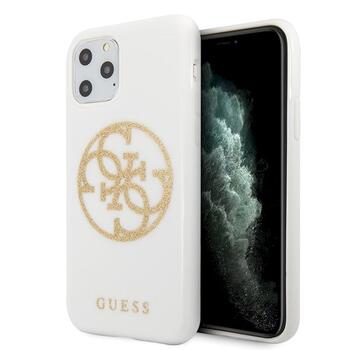 Guess GUHCN65TPUWHGLG Glitter 4G Circle Logo Aizsargapvalks priekš iPhone 11 Pro Max / balts (GUHCN65TPUWHGLG)