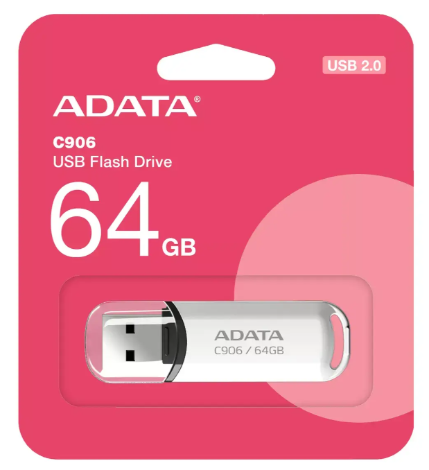 Adata C906 USB 2.0 Zibatmiņa 64GB White (AC906-64G-RWH)