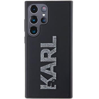 Karl Lagerfeld KLHCS23L3DMBKCK 3D Rubber Glitter Logo Aizsargapvalks priekš Samsung Galaxy S23 Ultra S918 / melns (KLHCS23L3DMBKCK)
