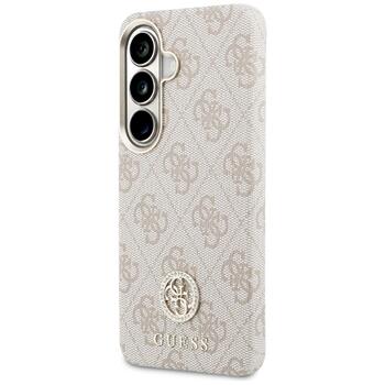 Case Guess 4G Rhinestone Round Logo MagSafe Защитный чехол для Samsung Galaxy S26 / розовый (GUHMS26SP4GRMDEP)