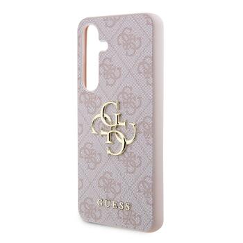 Guess PU 4G Metal Logo Case Aizsargapvalks priekš Samsung Galaxy S24 / rozā (GUHCS24S4GMGPI)