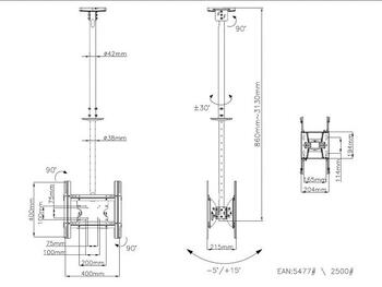Multibrackets MB-5477 TV griestu kronšteins 2  televizoriem līdz 65
