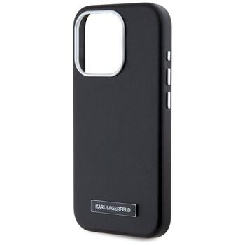 Karl Lagerfeld FW Metal Plate MagSafe Aizsargapvalks priekš iPhone 15 Pro Max / melns (KLHMP15XPGMSRPK)