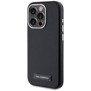 Karl Lagerfeld FW Metal Plate MagSafe Aizsargapvalks priekš iPhone 15 Pro Max / melns (KLHMP15XPGMSRPK)