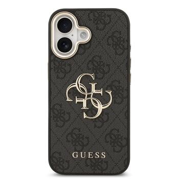 Guess PU Leather 4G Metal Logo Gold Frame Case Aizsargapvalks priekš iPhone 17 / melns (GUHCP17S4GMGCGR)