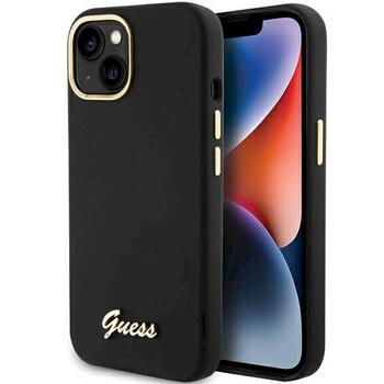 Guess GUHCP15SSMBSLK Hardcase Silicone Script Metal Logo & Fram Aizsargapvalks priekš iPhone 15 / 14 / 13 6.1