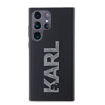 Karl Lagerfeld 3D Rubber Glitter Logo Aizsargapvalks priekš Samsung Galaxy S24 Ultra / melns (KLHCS24L3DMBKCK)