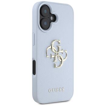 Guess Grained Big 4G Logo Small Classic Logo Case Aizsargapvalks priekš iPhone 16 / zils (GUHCP16SPGT4MBB)