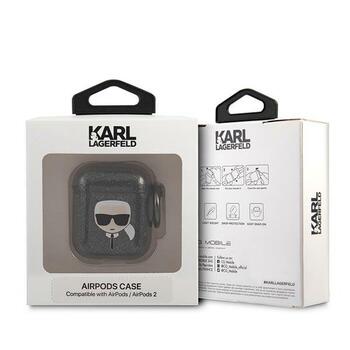 Karl Lagerfeld KLA2UKHGK Защитный чехол для AirPods Glitter Karl`s Head / чёрный (KLA2UKHGK)