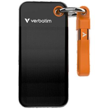 Verbatim 32285 Pocket External Drive SSD Внешний накопитель 512GB с брелоком и кабелем USB-C 3.2 gen.2 / чёрный-оранжевый (32285)