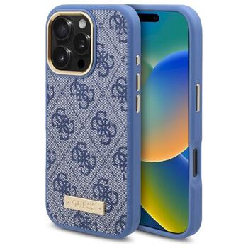 Guess GUHMP16LU4GPRB Hardcase 4G Logo Plate MagSafe Aizsargapvalks priekš iPhone 16 Pro 6.3