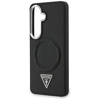 Guess Embossed Ring Triangle Logo MagSafe Защитный чехол для Samsung Galaxy S26 / чёрный (GUHMS26SPSDTSCMK)