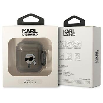 Karl Lagerfeld KLA2HNIKTCK AirPods 1/2 cover Aizsargapvalks priekš AirPods 1/2 Karl`s Head / melns (KLA2HNIKTCK)
