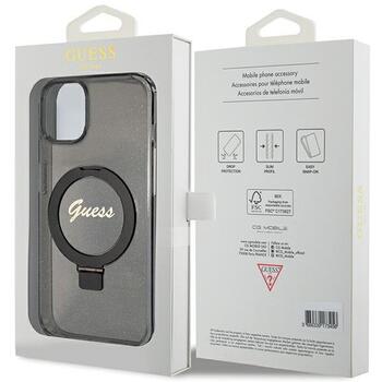 Guess GUHMP14SHRSGSK Hardcase Ring Stand Script Glitter MagSafe Защитный чехол для iPhone 14 / 15 / 13 6.1