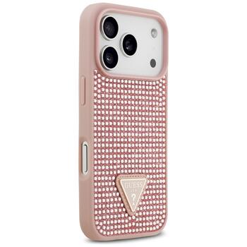 Case Guess Rhinestone Triangle Logo Aizsargapvalks priekš iPhone 17 Pro / rozā (GUHCP17LHDGTPP)