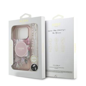 Guess IML Flowers Strap MagSafe Case Защитный чехол для iPhone 17 Pro / розовый (GUHMP17LHFWBRCESP)