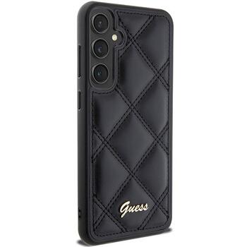 Guess GUHCS23FEPSQSQSK Quilted Metal Logo Aizsargapvalks priekš Samsung Galaxy S23 FE / melns (GUHCS23FEPSQSQSK)