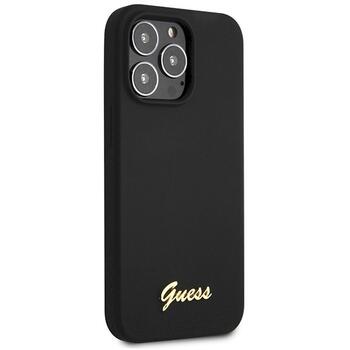Guess GUHCP13XLSLMGBK Silicone Script Gold Logo Aizsargapvalks priekš iPhone 13 Pro Max 6.7