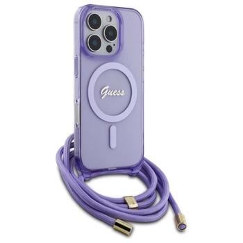 Guess GUHMP16XHCTSGNSU Hardcase Crossbody Cord Script MagSaf Aizsargapvalks priekš iPhone 16 Pro Max 6.9