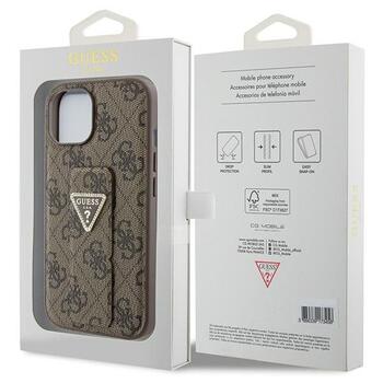 Guess GUHCP15SPGS4TDW Hardcase Grip Stand 4G Triangle Strass Aizsargapvalks priekš iPhone 15 / 14 / 13 6.1